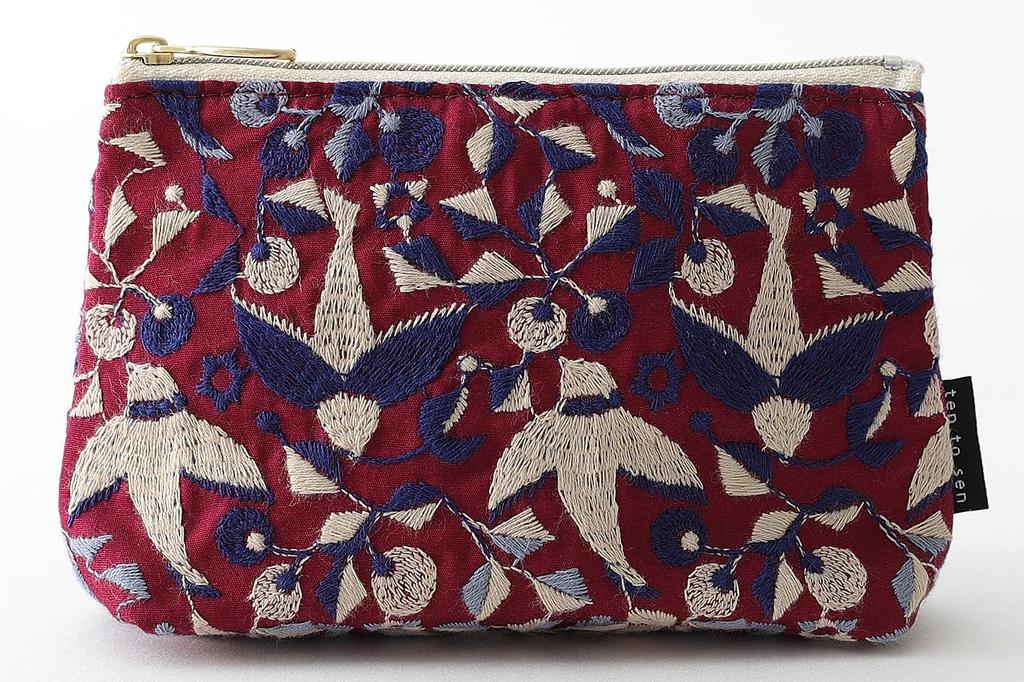 DDintex Ten to Sen Basic 15 x x and Line Embroidery Pouch, Bird, Purple, 10.5 4.5cm [Dot Fabric]