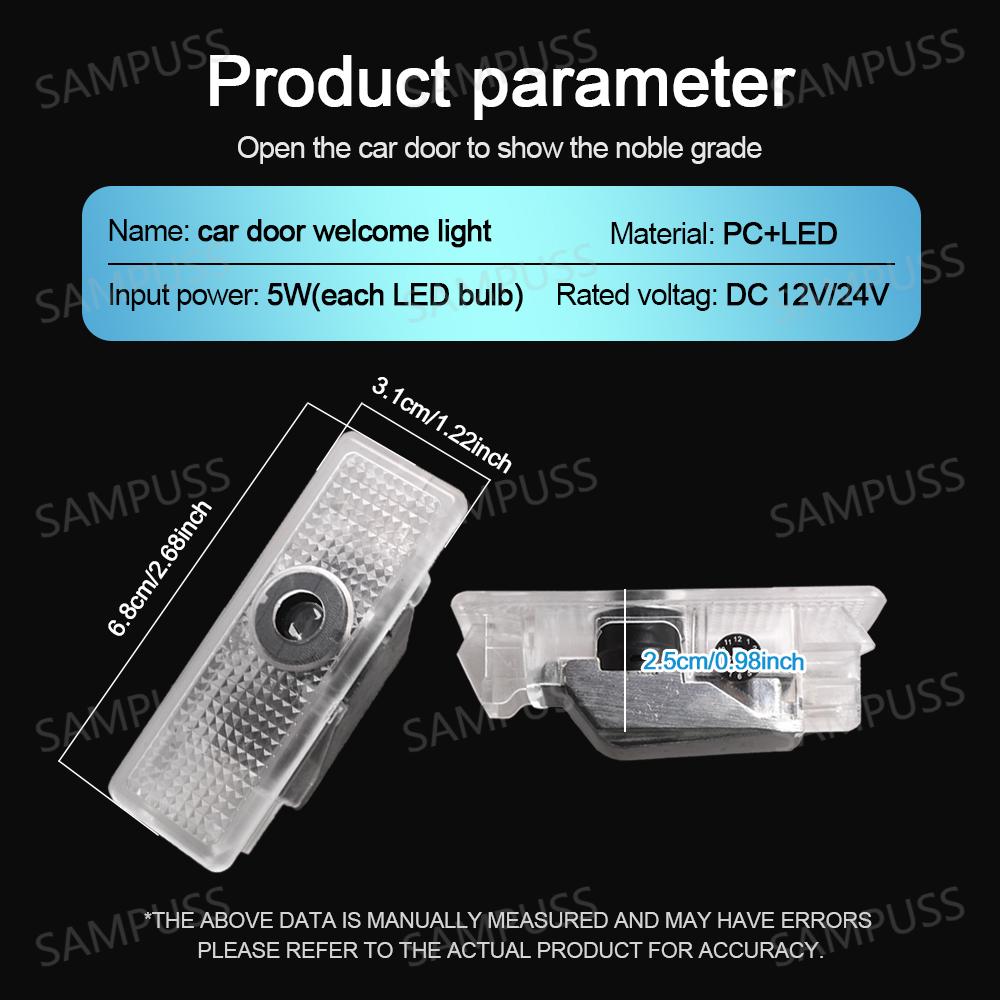 2Pcs LED Car HD Door Welcome Lights For BMW G11 G12 G30 G32 GO1 F45 F46 F48 F49 M3 M5 E60 E61 E63 E64 E65 E68