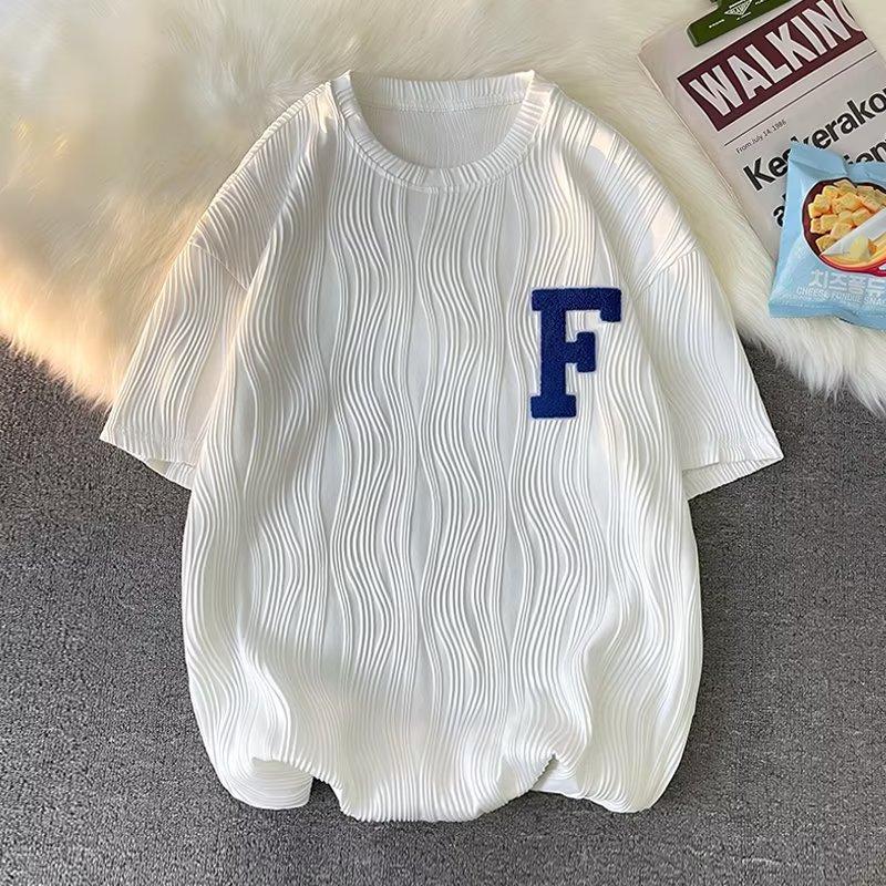 

Футболка с коротким рукавом и узором «Волна воды», мужская футболка High StreetcecFashion, брендовый дизайн, Sense Niche Trend, свободное плиссированное платье для пар