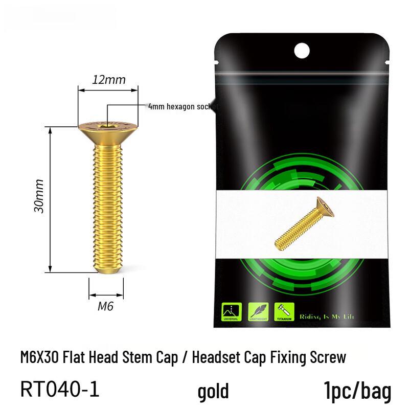 Titanium Alloy M6x30 Flat Head Stem Cap Screw M6x30