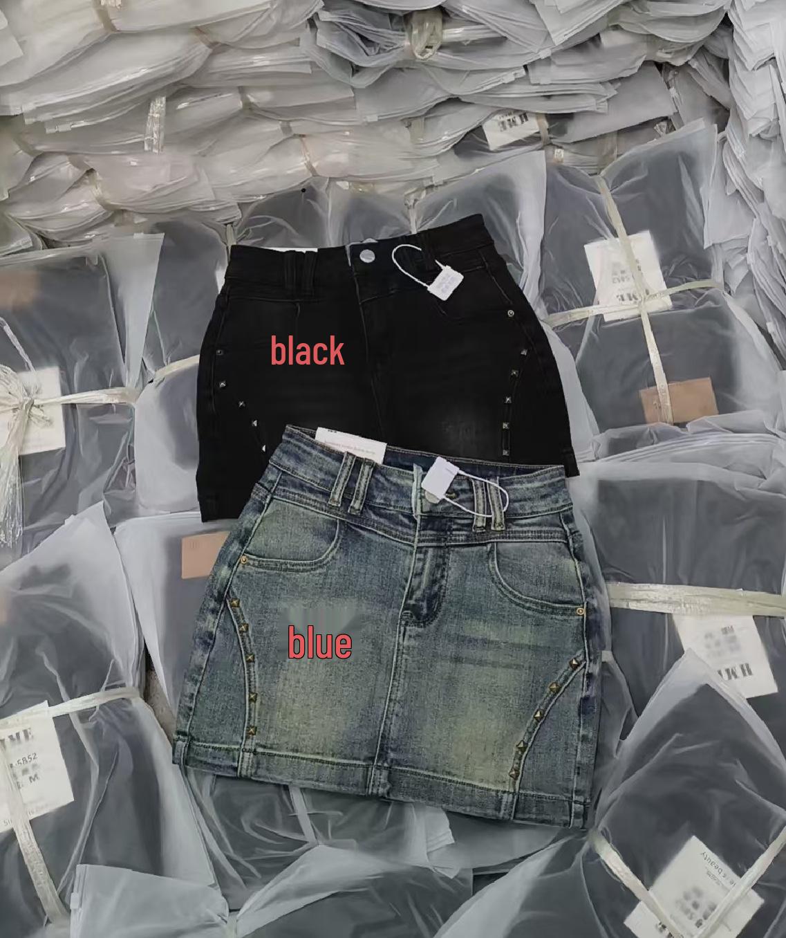 

Women s High-Waisted Retro Denim Mini Skirt - Slimming Rivet A-Line for Summer XLarge синій