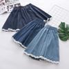 Female Elastic Waist Sweet Lace Patchwork Denim Short Skirt A-line Skirt Half Body Skirt Female