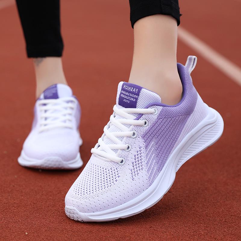 Damskie lekkie sneakersy z siateczki: Wiosenne Casualowe Antypoślizgowe Miękka Podeszwa Płaski Obcas Buty do Biegania
