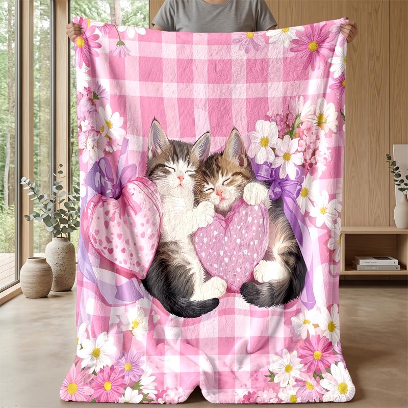 Cats with Encouraging Message Blanket Personalized Name Flannel Blanket Soft Cozy Plush Throw for Sofa Bed Lightweight Home Decor