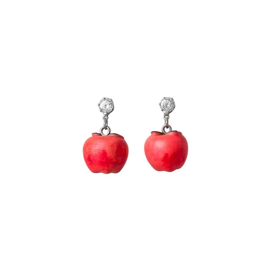 Silver Zircon Resin Apple Pear Earrings - High-End Niche Fashion for Women