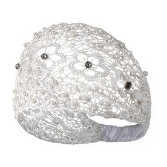 Yousheng Dam Pannband Ihålig Design Broderi Spets Blomma Elastiskt Pannband med Imitationspärlor Glittrande Strass Inlagd Hår