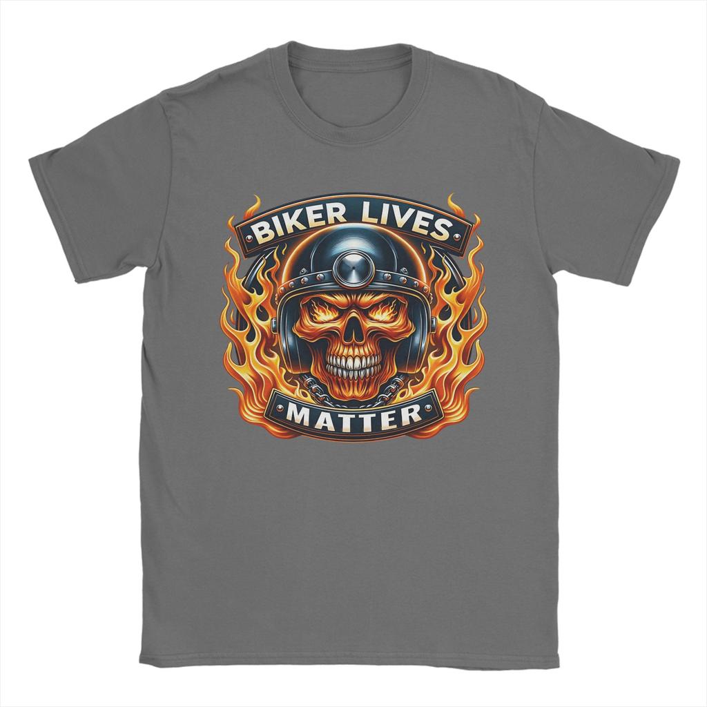 Oversized T Shirt Summer Biker Lives Matter Fiery Skull Rider Novelty TShirts Pure Cotton Tshirt for Unisexs Awesome Top Tees