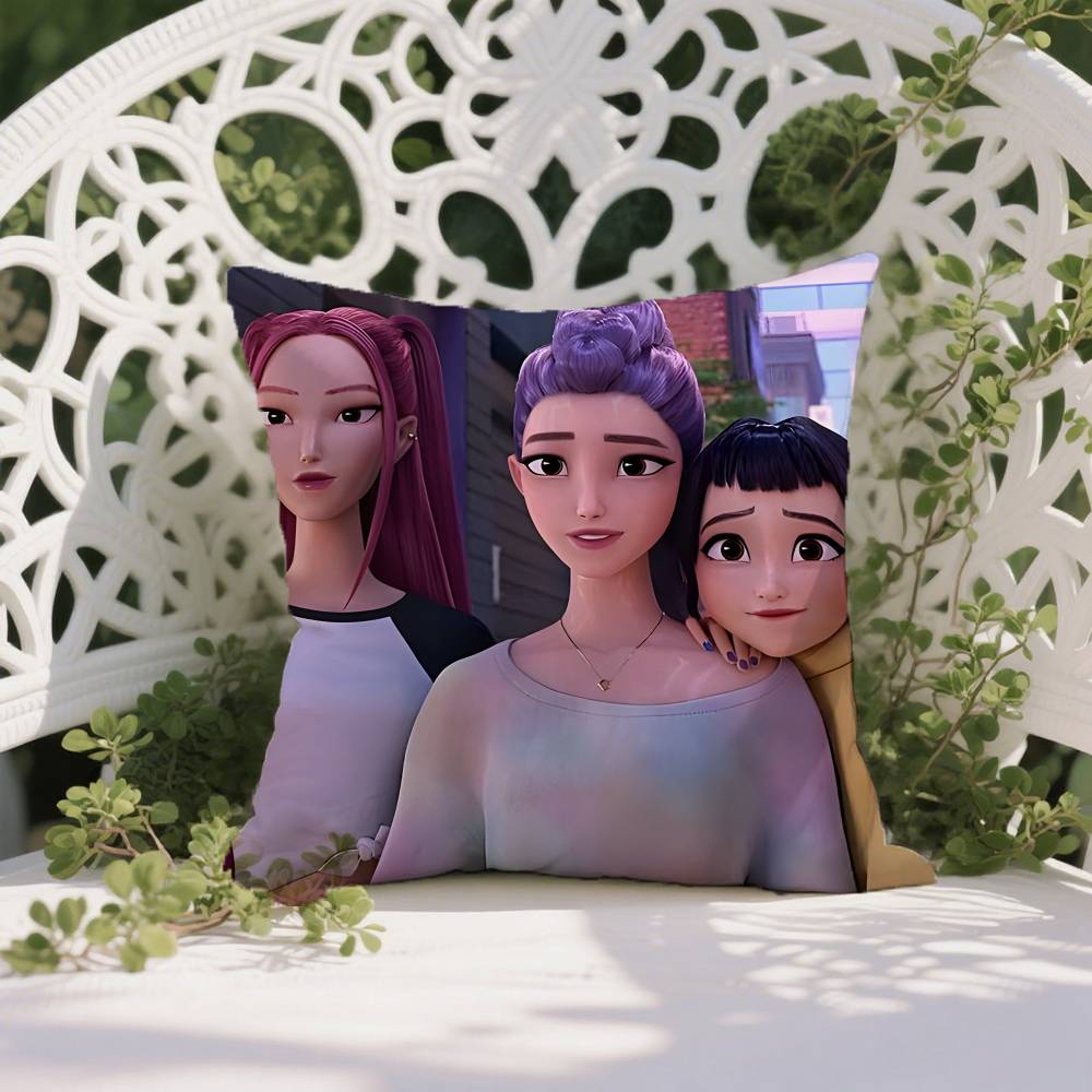 K-Pop D-Demon H-Hunters Pillow Case Anti-dustmite Pillowcase Invisible Zipper Silky Short Plush Sofa Cushion Cover