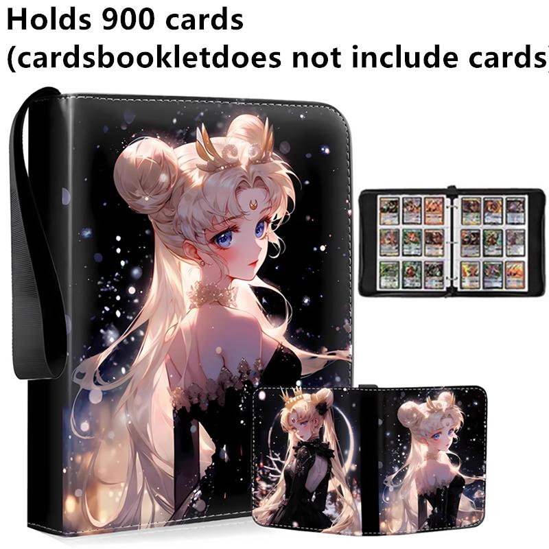 400pcs/900pcs Sailor Moon Card Album Book Folder 4/9 Card Slots Collections Zipper Double Pocket Zipper Card Binder Holder
