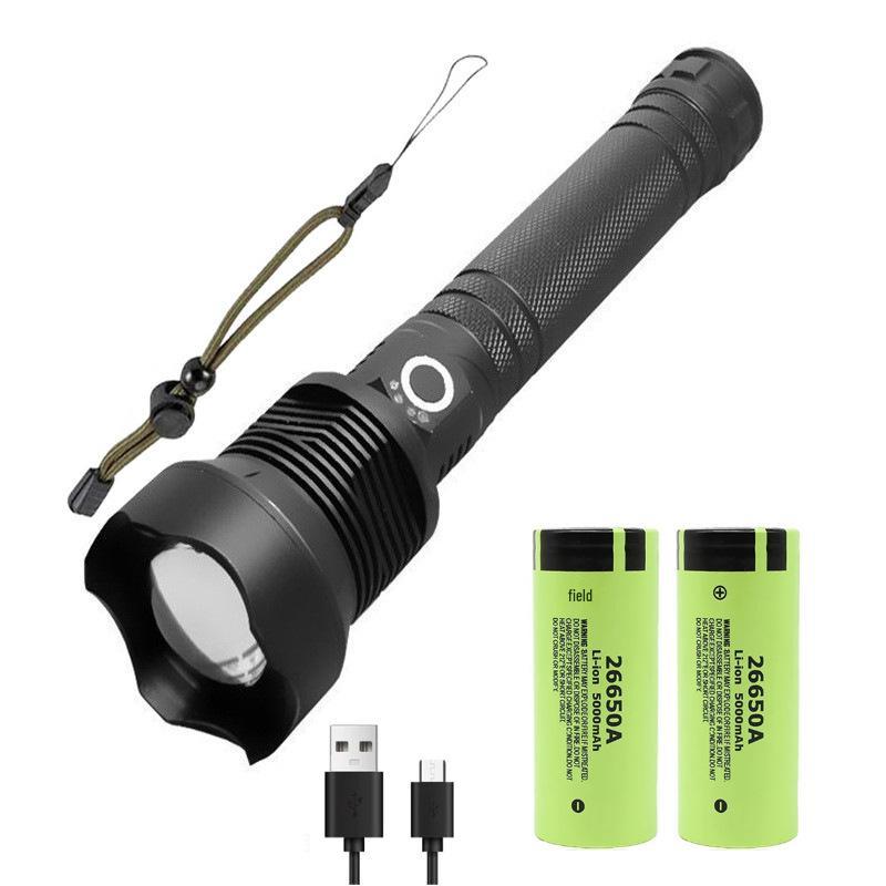 Waterproof Aluminum P90 High-Power Flashlight with Telescopic Focus and P70 Spotlight for Outdoor Use