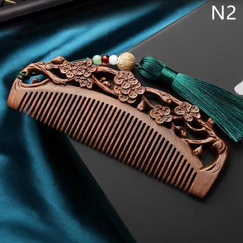 Naturlige sandeltrekammer Massivt tre Utsøkt utskjæring Lotus-kam Antistatisk skjeggkam Håndverk Hårstyling Gave's gave
