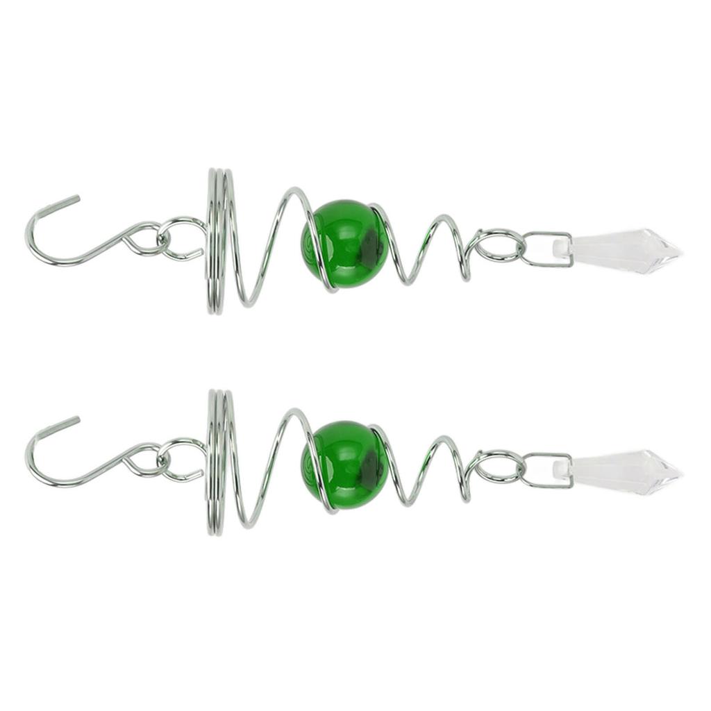 2Pcs Gazing Ball Spiral Tail Wind Spinner Stabilizer Stainless Steel Spiral Wind Chimes for Outside Green