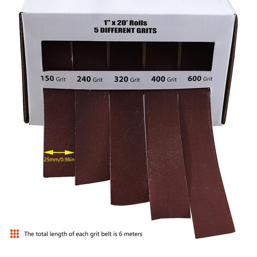 Multiple Grains Sandpaper Cloth Roll Set 150 To 600 Grits Aluminum Oxide 2.5cmx6m Suitable for Wood & Metal Finishing