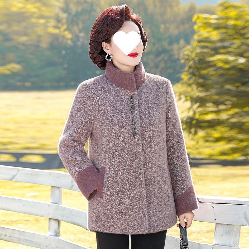 Mom's Cozy Winter Plus Velvet Wool Coat: Stylish Warm Cardigan for Middle-Aged & Elderly Women