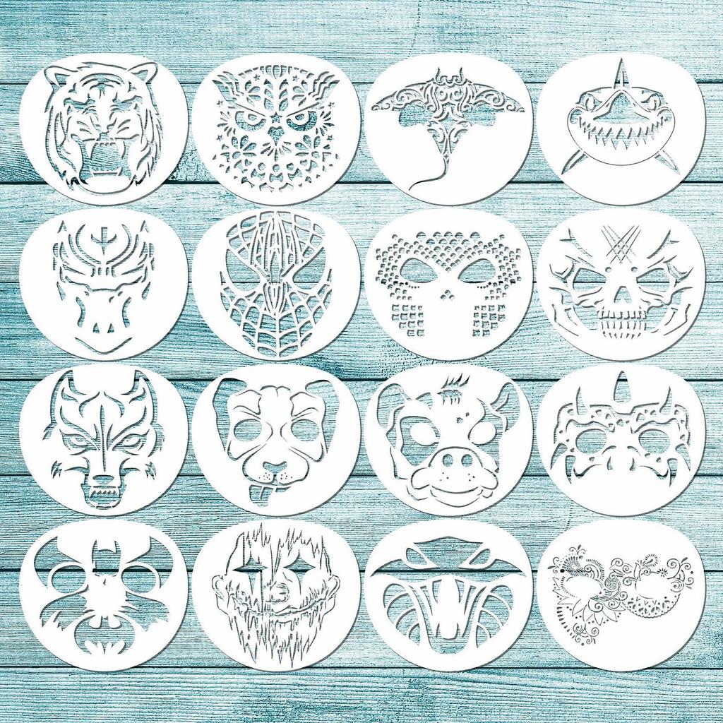 16 Pieces Face Body Painting Stencils Makeup Templates for Party