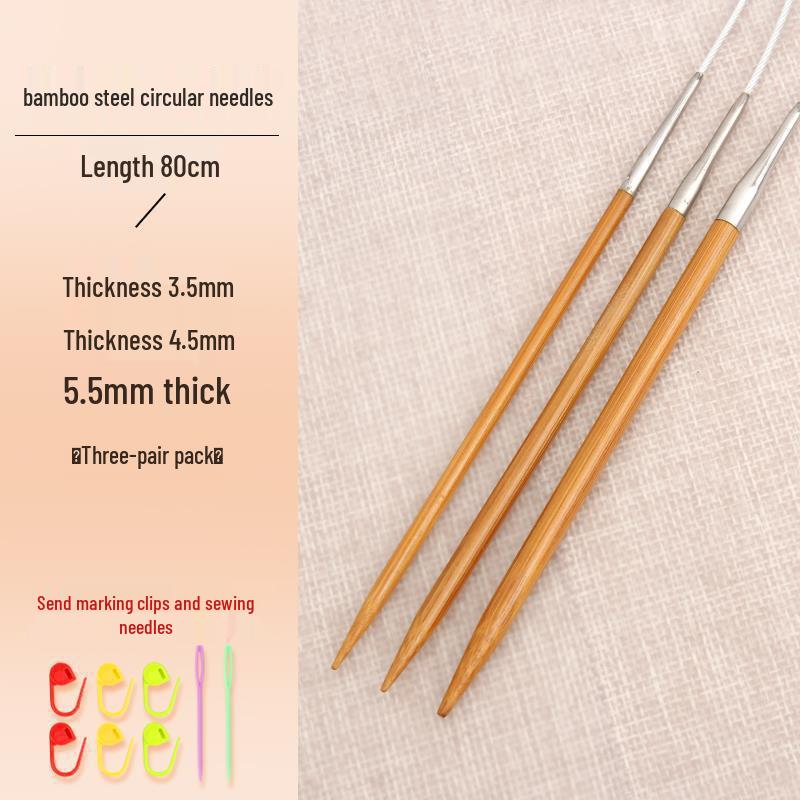 Circular Bamboo & Steel Knitting Needle Set for Hand Knitting Cowl & Cuff Projects