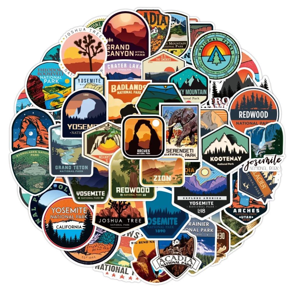 10/50 Stück Nationalpark Wahrzeichen Aufkleber Graffiti Aufkleber für DIY Gepäck Laptop Skateboard Motorrad Fahrrad Aufkleber