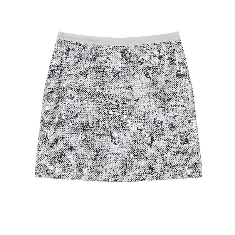 

Xiangying Silver Sequin A-line Mini Skirt S