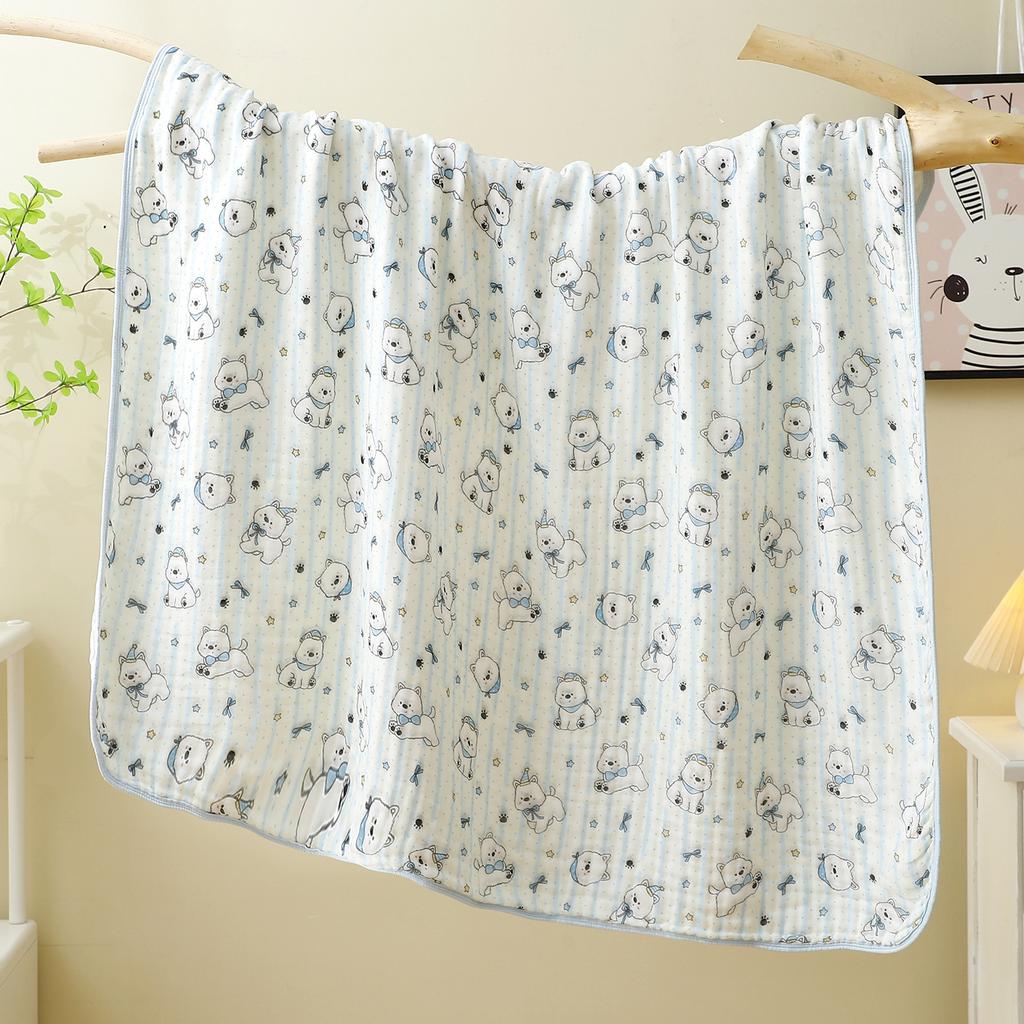 Baby Gauze Bath Towel Neonatal Class A Six-Layer Cartoon Printing Bag Quilt 110 * 110 Water-Absorbing Children'S Blanket