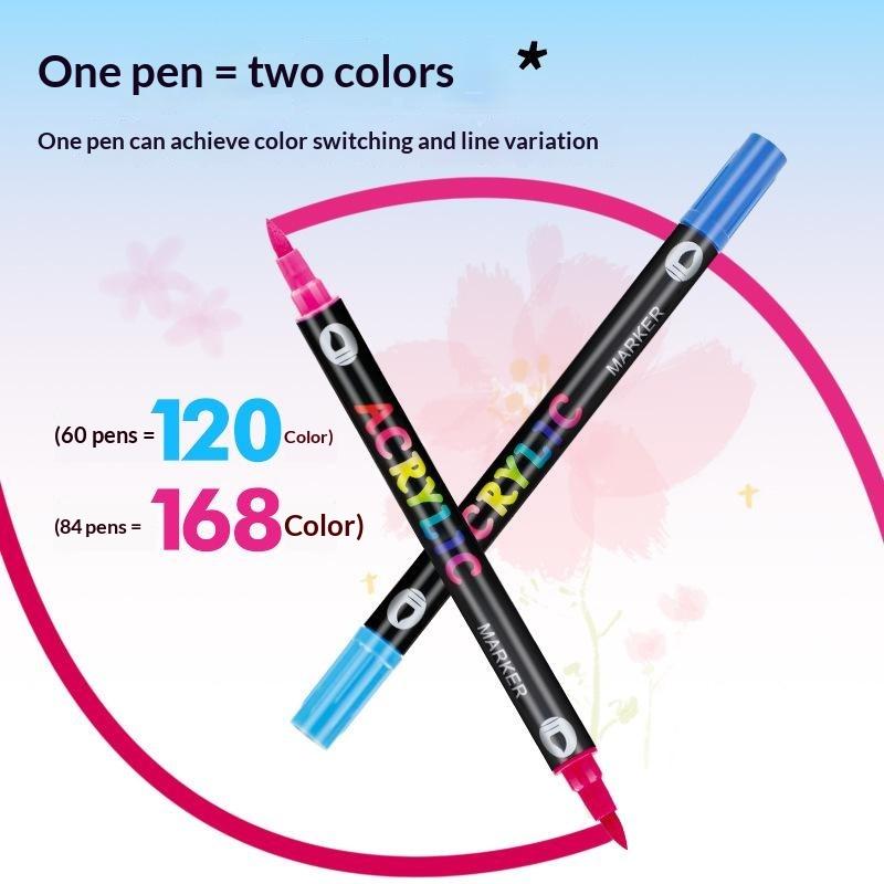 24/48 Colors Dual Tip Acrylic Paint Marker Pen Double Color High Saturation Paint Pen For Kids Student Diy Graffiti Art Drawing
