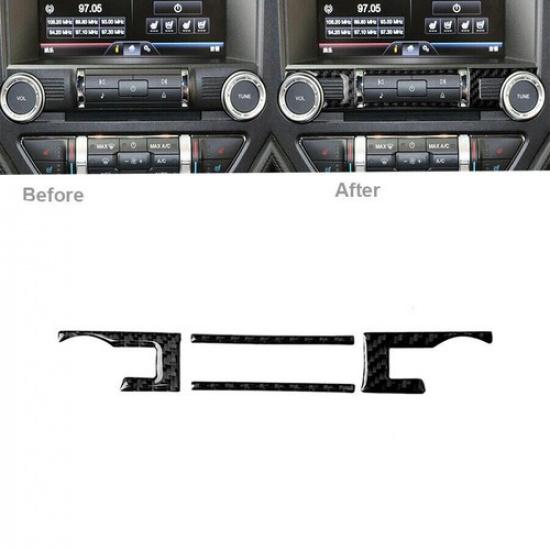 4x Carbon Fiber Center Console CD Switch Button Cover For Ford Mustang 2015-