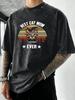 Best Cat Mom Ever Print Washed T Shirt Man Cotton Hip Hop TShirt Street Breathable Sportswear Crewneck Loose Male Clothes