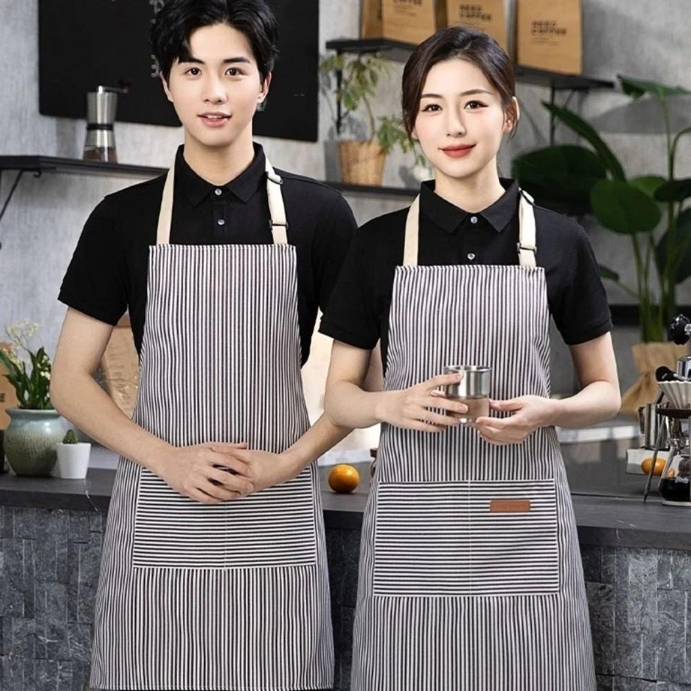 with 2 Pockets Striped Apron Adjustable Kitchen Apron Practical Cooking Apron Food Preparation