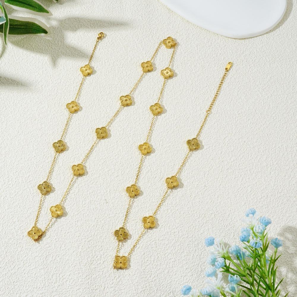 

Ожерелье-подвеска «Счастливый четырехлистный клевер», цепочка для свитера, женская мода, универсальная длинная цепочка на ключицу, двусторонняя ювелирная бижутерия из ракушек 13MM-90CM-small