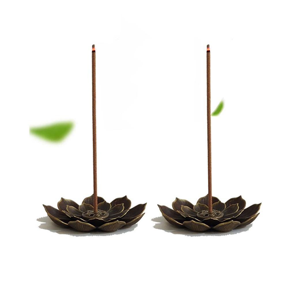 New 1PC Alloy Incense Burner Stick Holder Plate Buddhism Lotus Censer Nasturtium Bronze Incense Burner