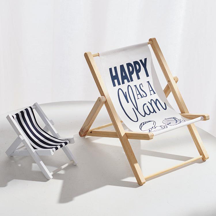 Mediterranean Wooden Mini Beach Chair Ornament - Children's Room Decor Accessory and Gift