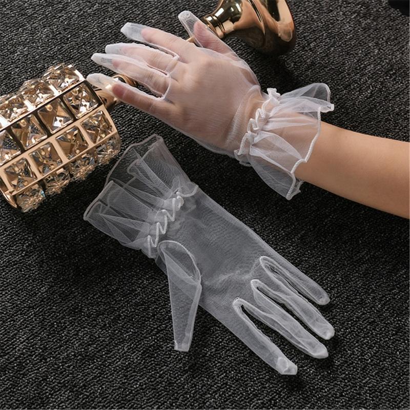 Wedding Gloves Proms Gloves Tulle Short Thin Gloves for Operas Women Lady Theme Proms Costume Accessories