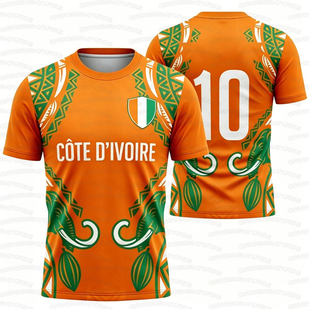 T-shirt Estiva Unisex Stampa Costa d'Avorio Scollo a V Manica Corta Maglietta Costa d'Avorio Maglie Taglie Forti T-shirt Sportiva Fan di Calcio