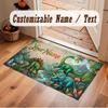 Dinosaur Theme Soft Crystal Velvet Rug Custom Name & Text Print Non Slip Floor Rug for Bedroom Living Room