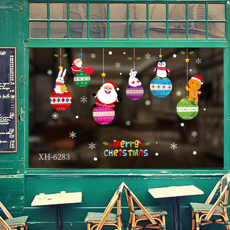 Christmas Stickers, Santa Claus Tree, Christmas Window Stickers, Party Window Display, Glass Stickers, Static Electricity Wall Stickers