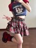Punk Gothic Red Plaid Mini Skirt Women Vintage Y2k E-girl Emo High Waist Cake Skirt Harajuku Street Fairycore Grunge Clubwear