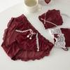 Crotch For Female Solid Color For Girls Briefs Wine Red Panties Female Lingeries Middle Waist Thong