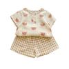 Jaydyequ Baby Short Summer Sleepwear Bear Gift Girls' Pajamas, Sleeve, Clothes, Loungewear, Set, Khaki, Print, 80cm, Children's