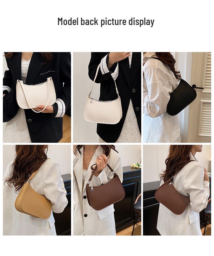 Damenmode Strukturierte Umhängetasche mit Litschi-Muster - Stilvolle, hochwertige Schulterhandtasche