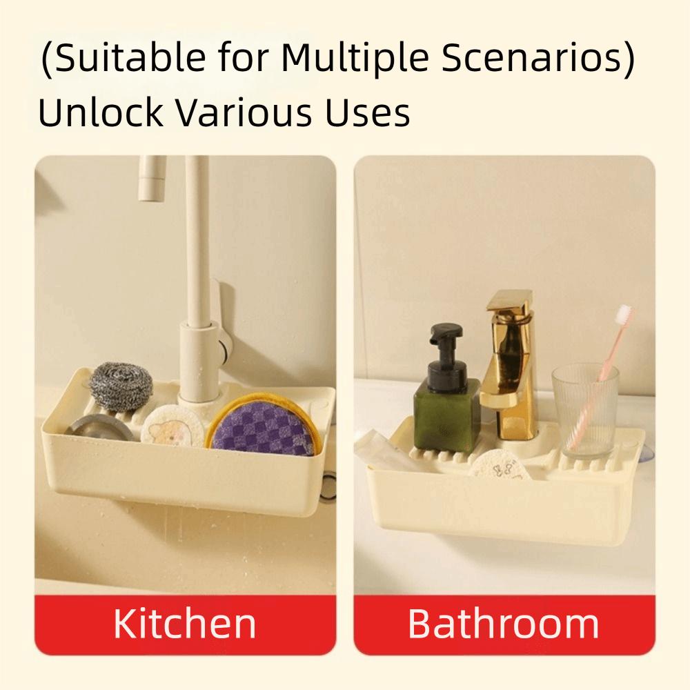 Splash Proof Faucet Drain Storage Rack Hollow Draining Design Sponge Cloth Storage Rack  Keeps Dry