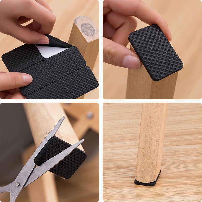 Non-Slip, Soundproof Black Mesh Pads - Strong Adhesive, Wear-Resistant for Tables & Chairs
