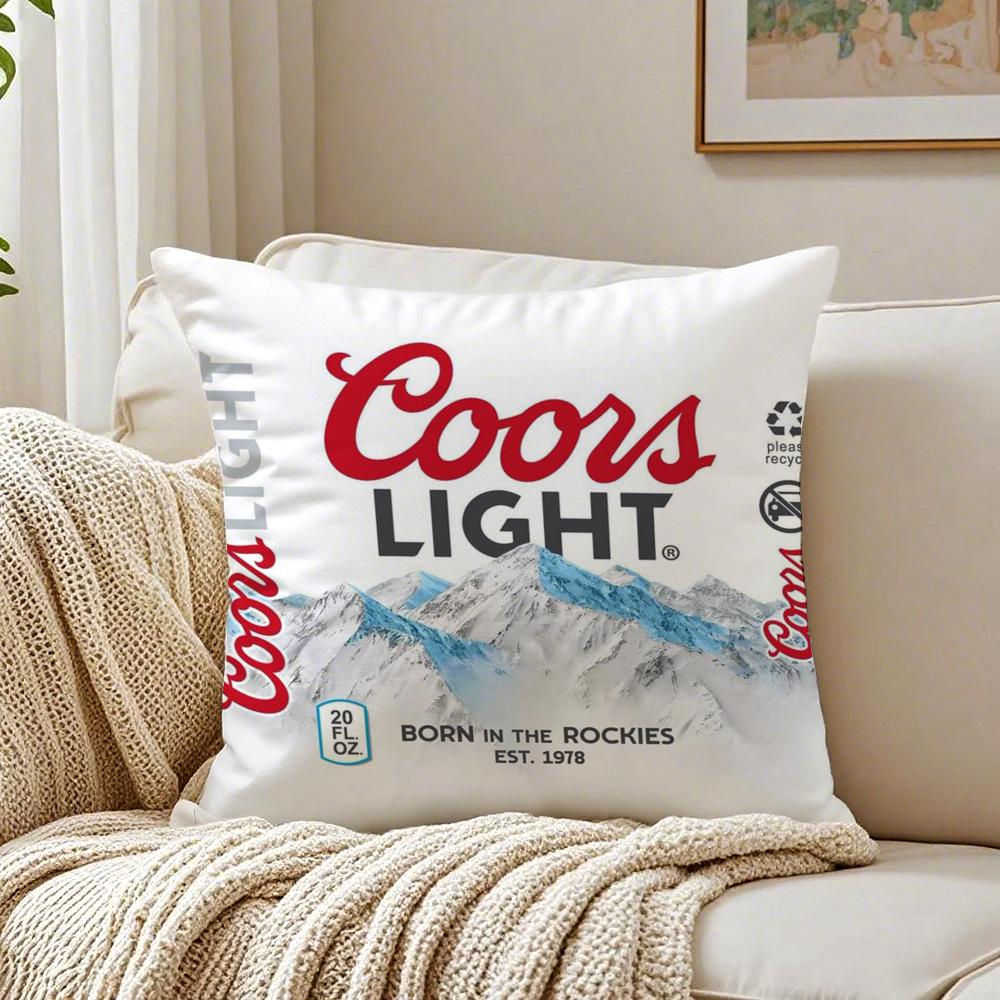 Classic American Beer Art CCoors Cushion Cover Linen Pillowcase Soft for Sofa Bed Home Room Decor