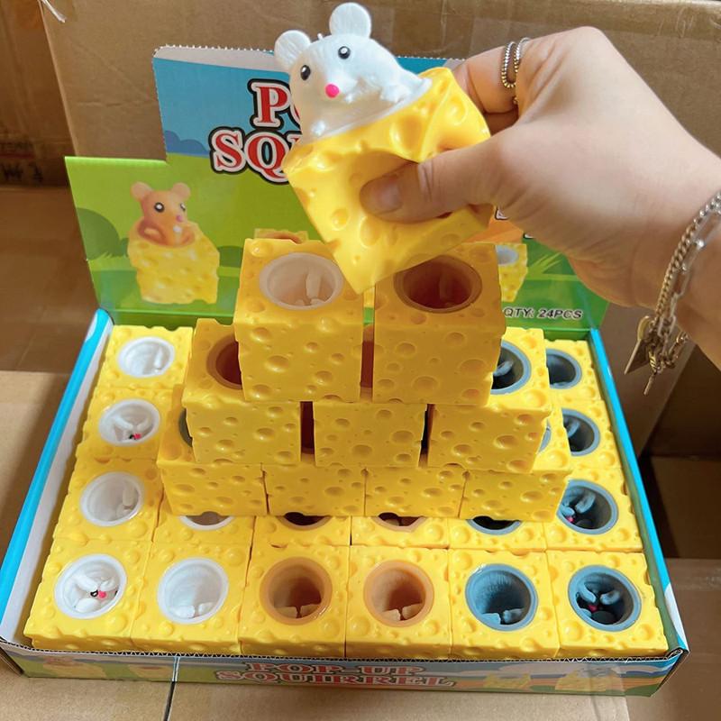 Muis Squishy Speelgoed Kaas Stressbal Squishy Rat Knijpen Kaas Fidgets Squishy Muizen Speelgoed Stress Nieuwigheid Speelgoed voor ADHD ADD OCD