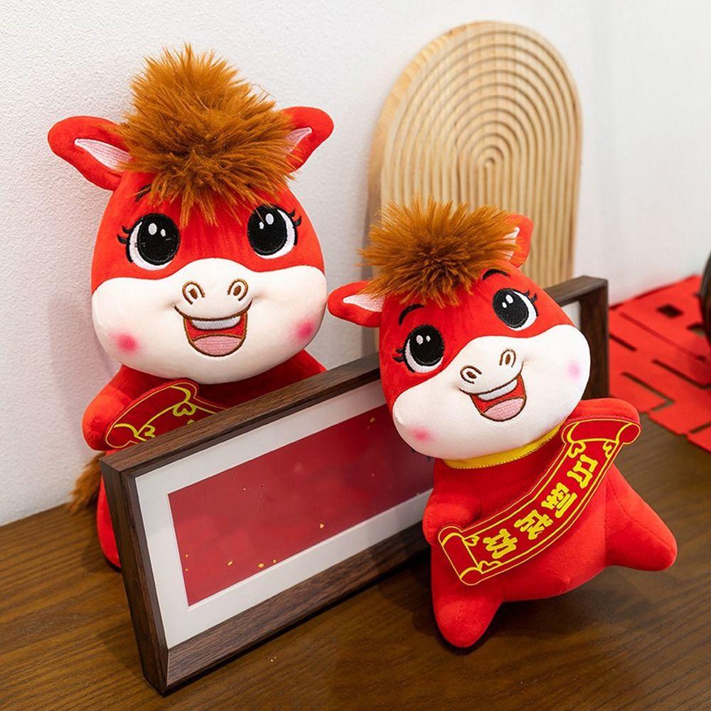 Cute Plush Horse Toys Stuffed Zodiac Horse Doll Funny Horse Year Mascot  College Dorm
