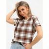Damen T-Shirt Gitterdruck T-Shirt Mode Lässig Übergröße Kurzarm Damen Sommer T-Shirts Oberteile Kleidung