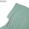 ZANZEA Women Casual V-Neck Loose Summer Short Sleeve Blouse