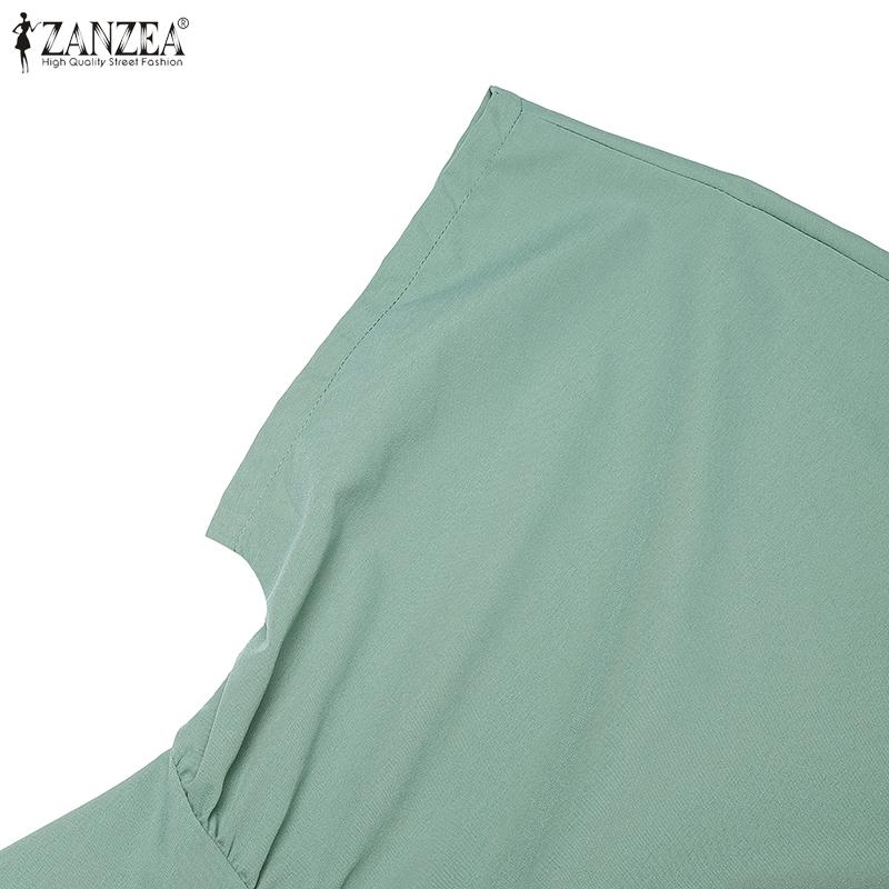 ZANZEA Women Casual V-Neck Loose Summer Short Sleeve Blouse