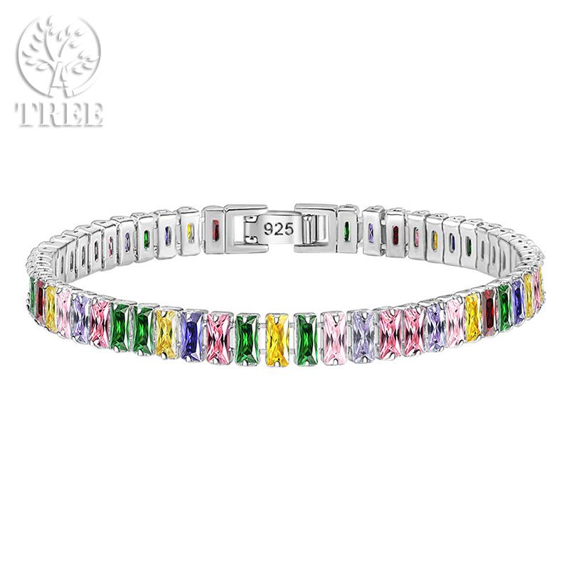 Edele 925 Sterling Zilveren Armband Ketting Luxe Kleur Kristal Hand Sieraden Voor Vrouwen Charme Bruiloft Cadeau Feest 18cm