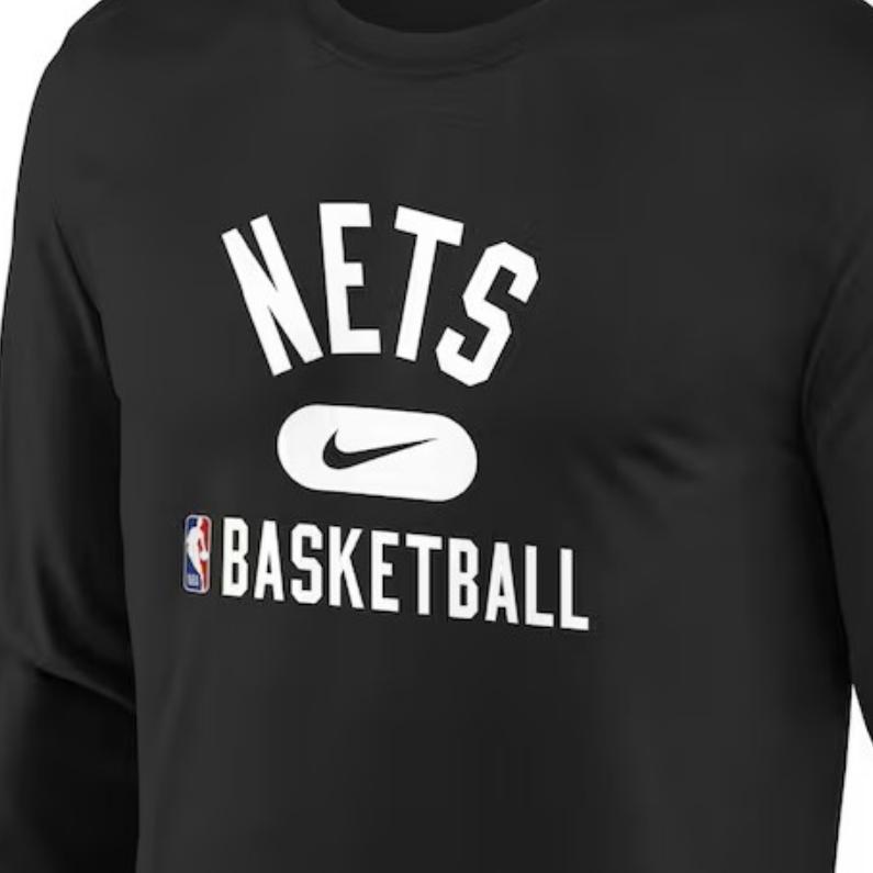 Nike Brooklyn Nets Training Long Sleeve T-Shirt Kids Tops Black 3Z2B7FEJX-NYN