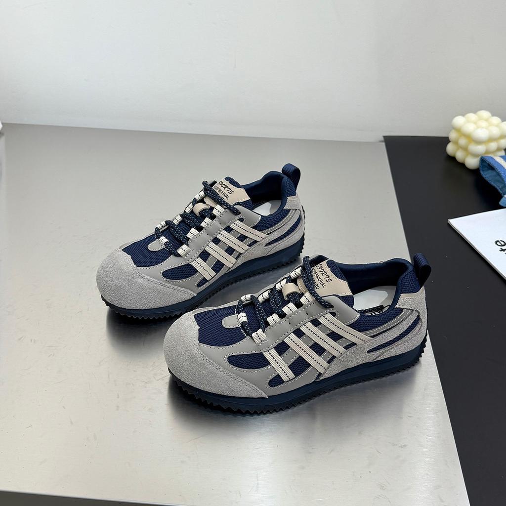 Leather breathable mesh inner height increase German training shoes women's 2025 autumn new lightweight color matching mountaineering sports shoes