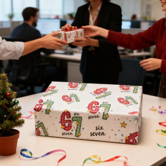 67 Christmas Wrapping Paper Funny 6 7 Meme Holiday Gift Wrap Santa Six Seven Festive Wrapping Paper for Teens Christmas Gift DIY Crafts